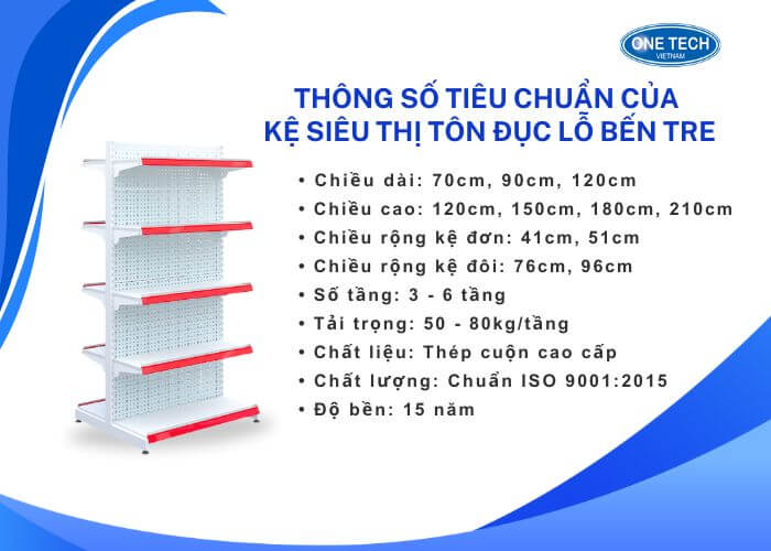 Thông số kĩ thuật của kệ siêu thị tôn đục lỗ Bến Tre